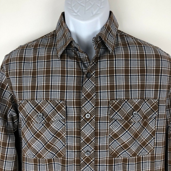Banana Republic Brown Plaid Button Down Shirt - Picture 2 of 8